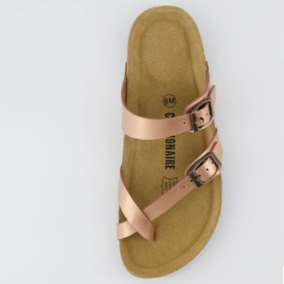 Luna Classic Cushion Footbed Cork Sandal Metallics Rose Gold Adjustable Strap 6W - Picture 1 of 16